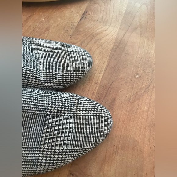 Gap Women's Sz 9 Black White Glen Plaid Tweed Fabric Slide Block Heel Mules - Picture 7 of 10